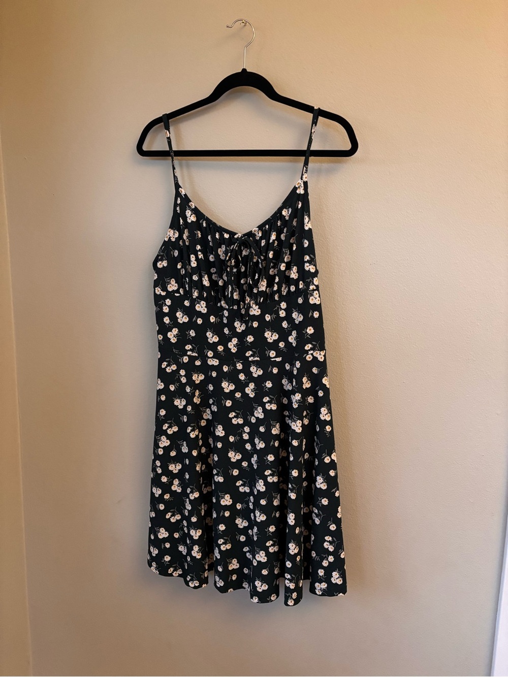 SHEIN Black Mini Dress with White Floral Print